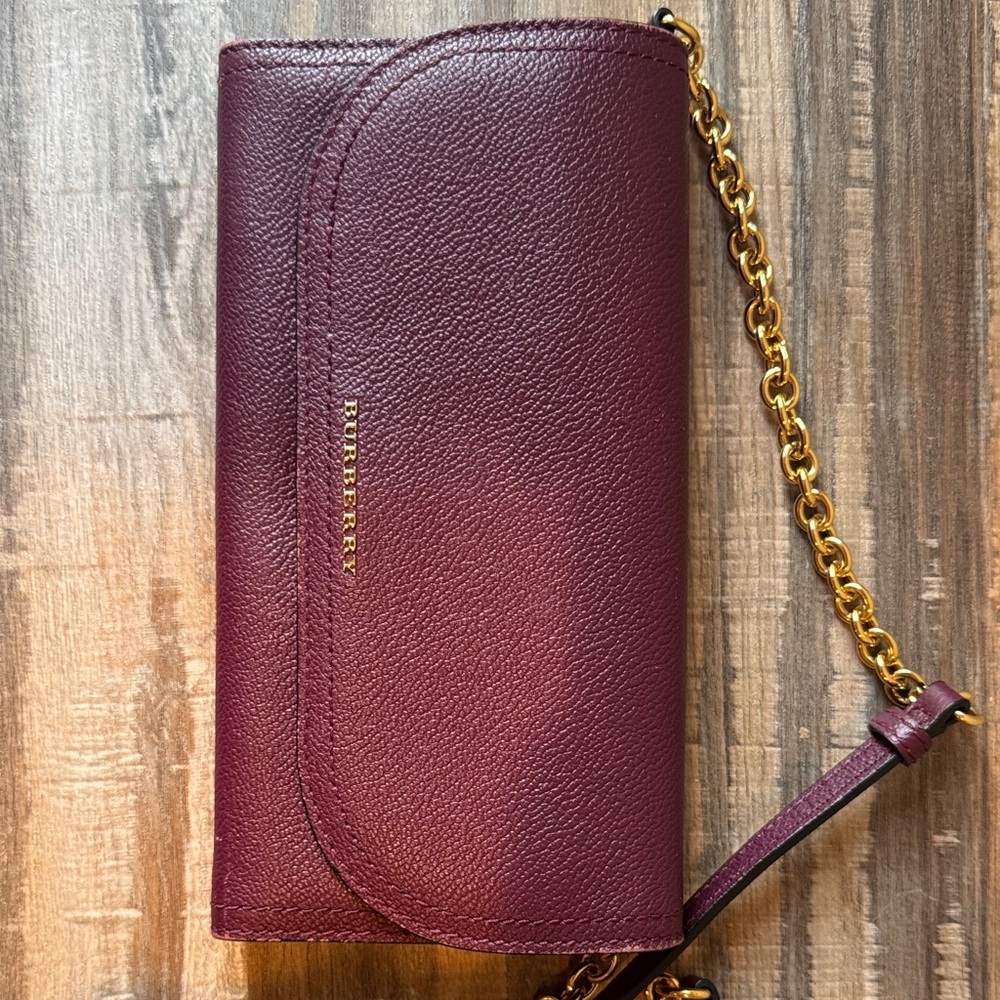 Burberry Plum Leather Chain Clutch